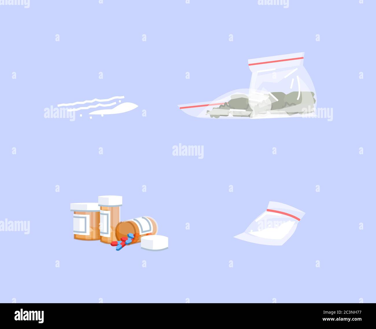 Illegale Drogen semi flach RGB-Farbe Vektor Illustrationen Set Stock Vektor