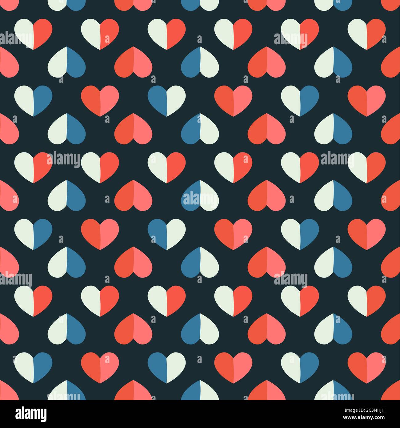 Vektor Nahtloses Muster mit Herz im Retro-Stil. Stock Vektor