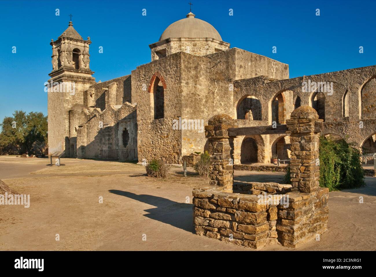 Mission San Jose, Brunnen, in San Antonio, Texas, USA Stockfoto