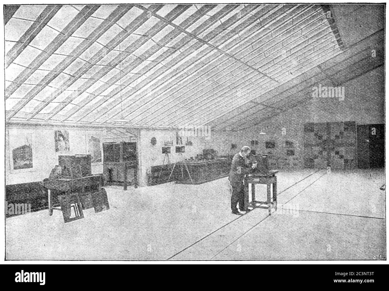 Photography Lab von C. P. Goerz. Illustration des 19. Jahrhunderts. Weißer Hintergrund. Stockfoto