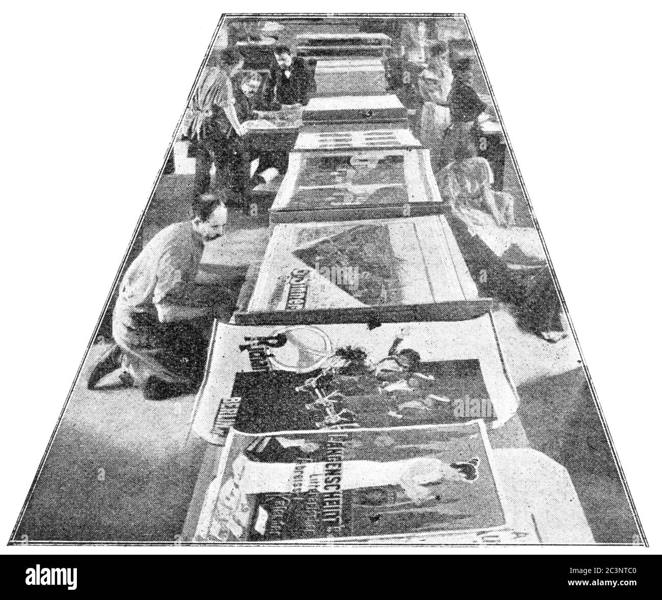 Transferdruck der Lithographie von Meisenbach Riffarth & Co. Illustration des 19. Jahrhunderts. Weißer Hintergrund. Stockfoto