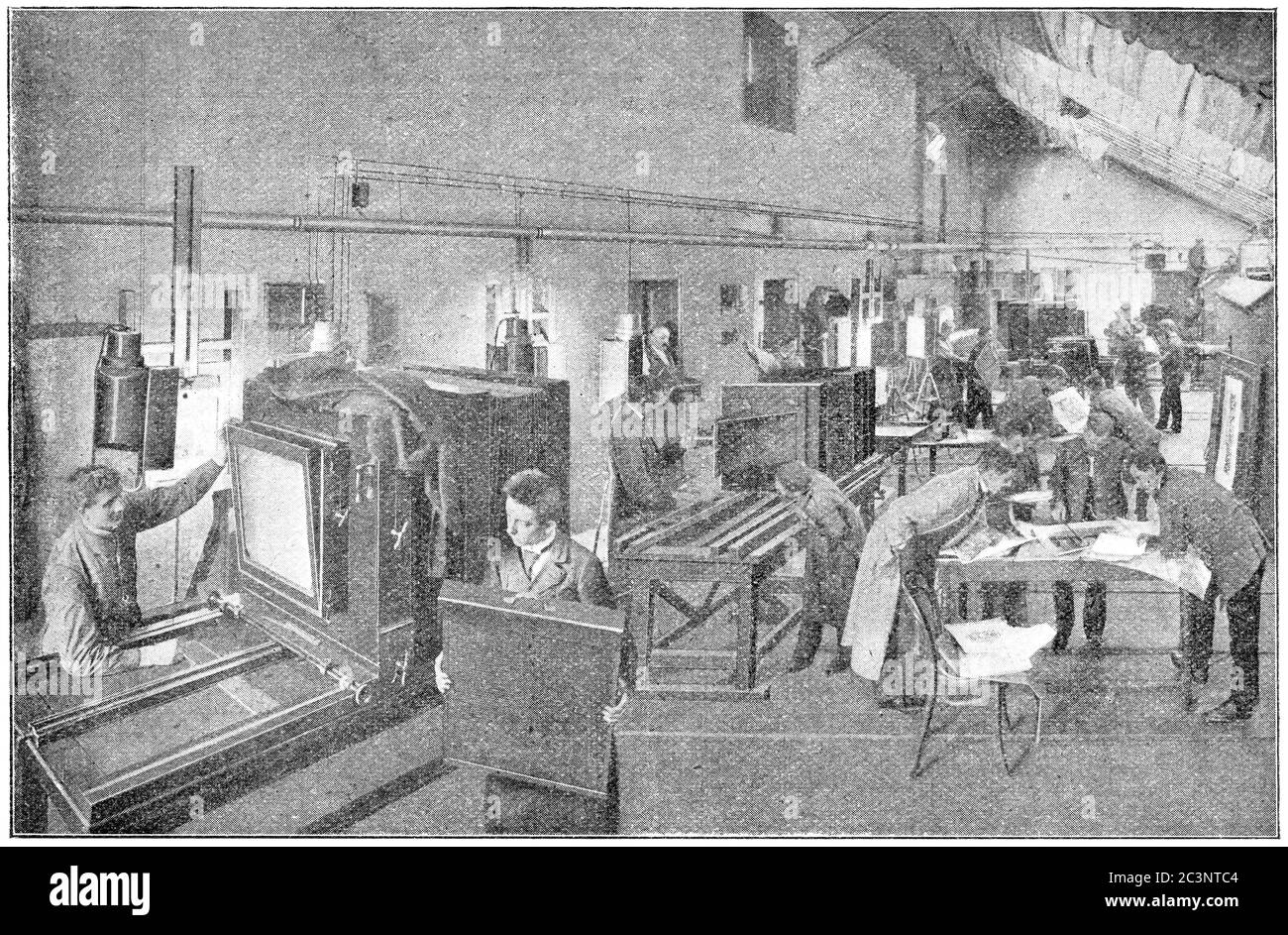 Das Fotostudio von Meisenbach Riffarth & Co. Illustration des 19. Jahrhunderts. Weißer Hintergrund. Stockfoto