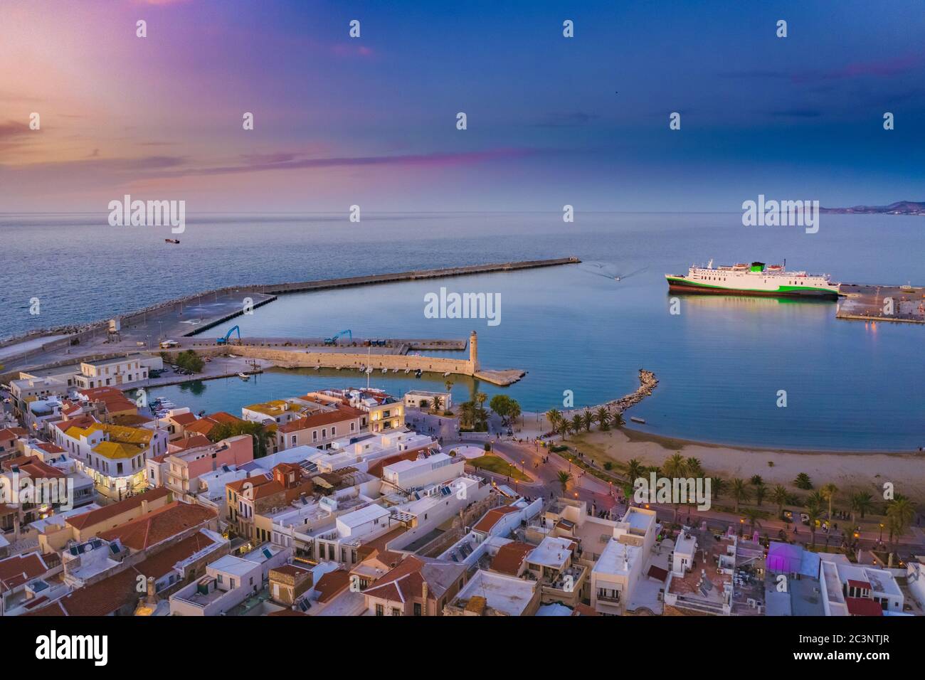 Die Stadt Rethymno auf der Insel Kreta in Griechenland. Die alten venezianischen Hafen. Stockfoto