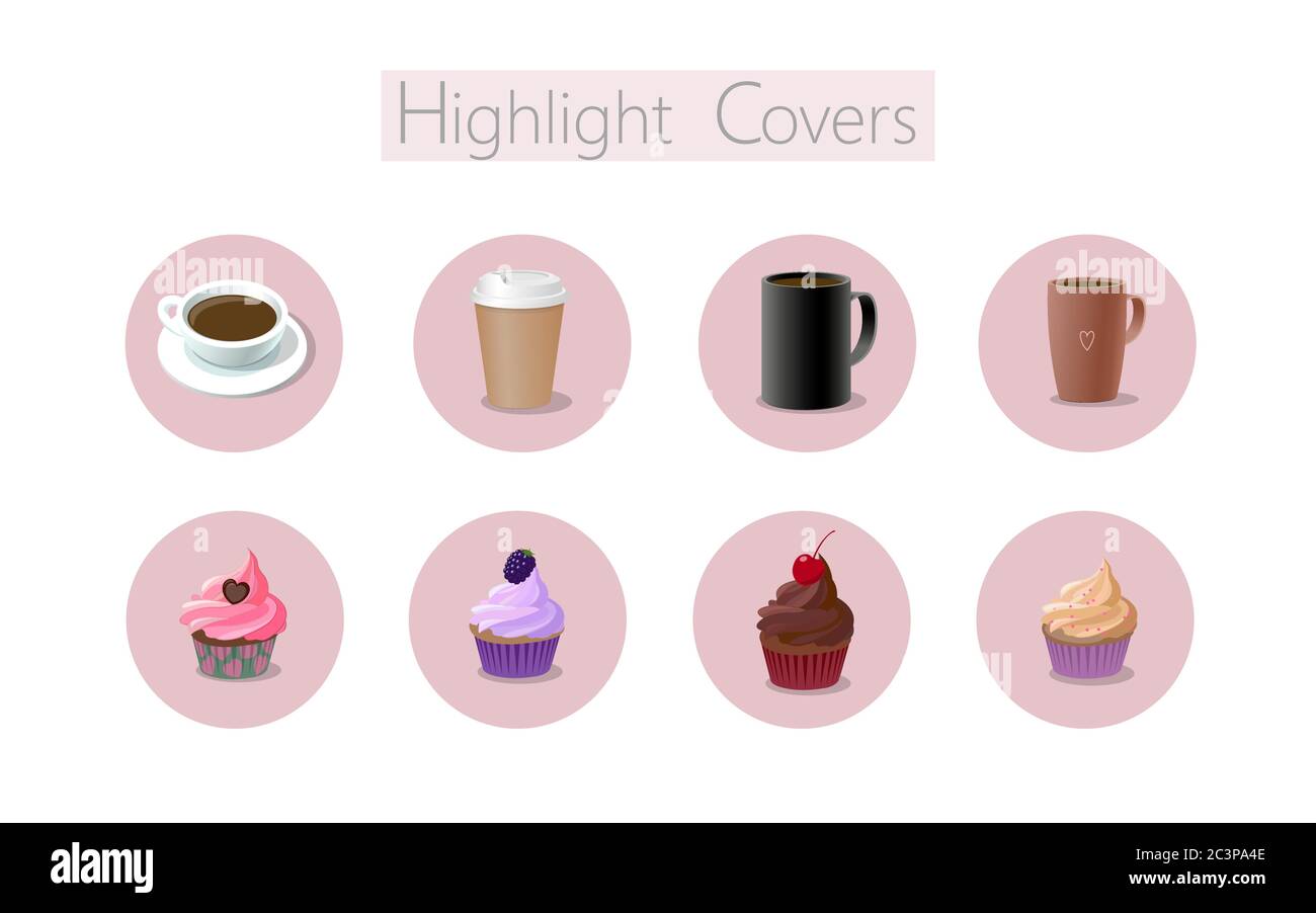 3D realistische Kaffee afe Desserts Social Media Cover. Hebt die Textvorlagen hervor. Cafe Barista heißen Tee trinken Store Cupcakes Konzept Vektor Stock Vektor