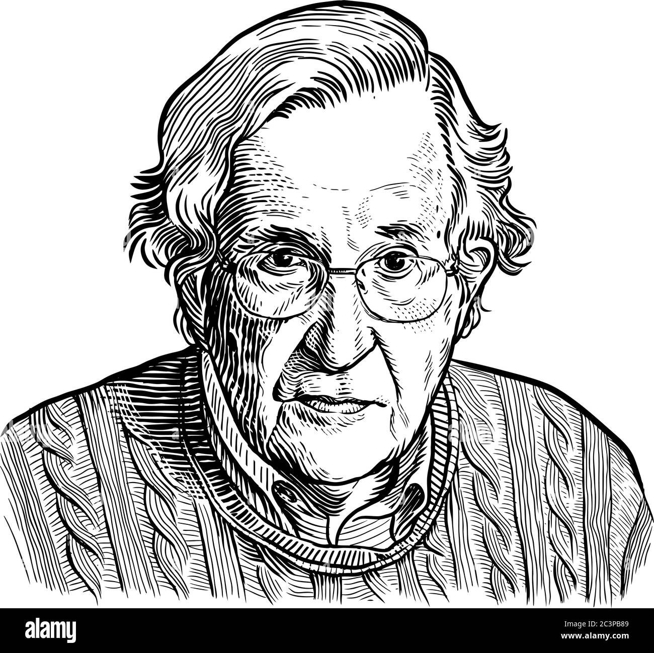 Porträt von Noam Chomsky. Vektorgrafiken Stock Vektor