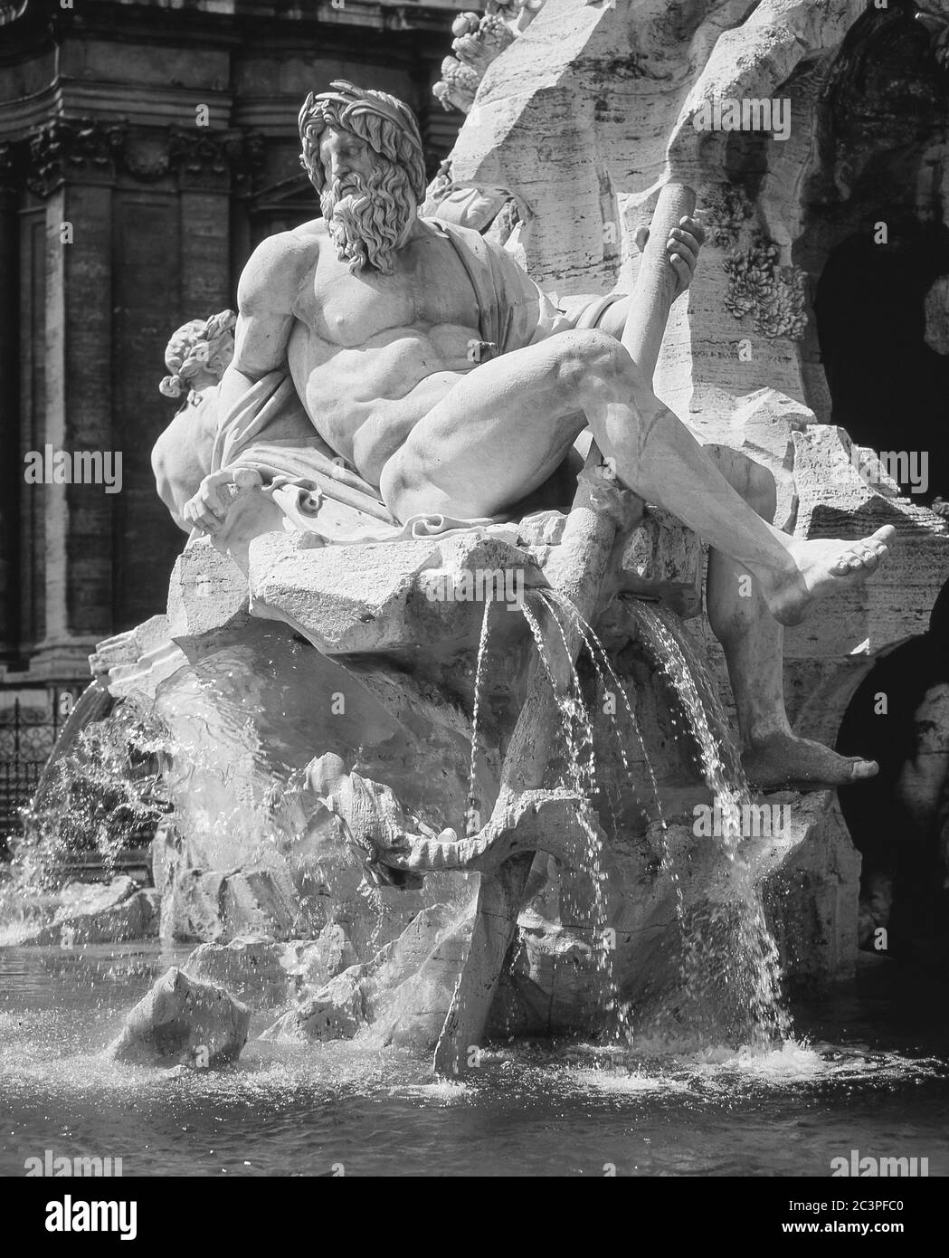 Brunnen der vier Flüsse (Fontana dei Quattro Fiumi), Piazza Navona, Rom (Roma), Region Latium, Italien Stockfoto