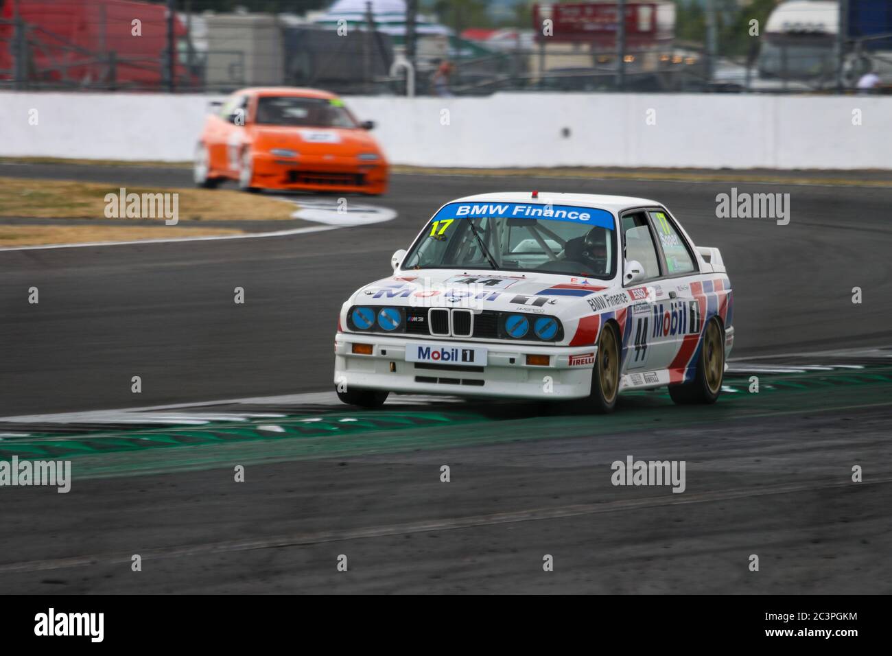 BMW E30 M3 Silverstone Classic 2018, Super Touring. David Cuff und Historic Sports Car Club. Stockfoto