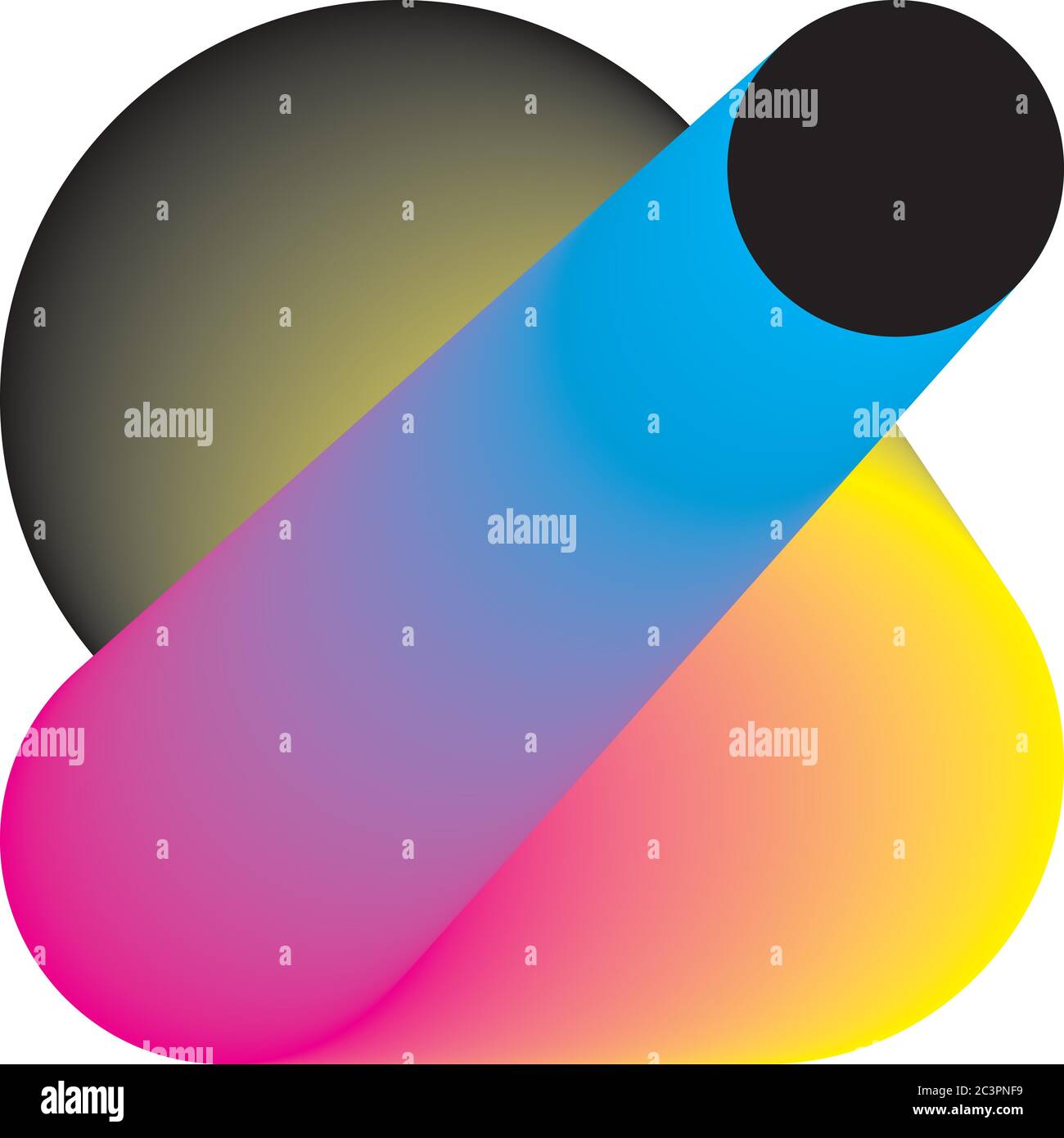 Cyan Magenta Gelb Schwarz Farbfelder Ziel gemischt vier Ecken Designer Illustrator Hintergrund Stock Vektor