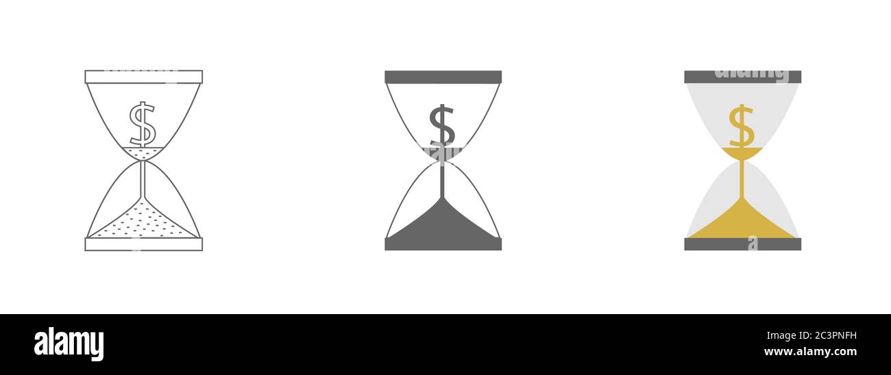 Sanduhr mit Dollar Zeichen Vektor-Symbole Stock Vektor