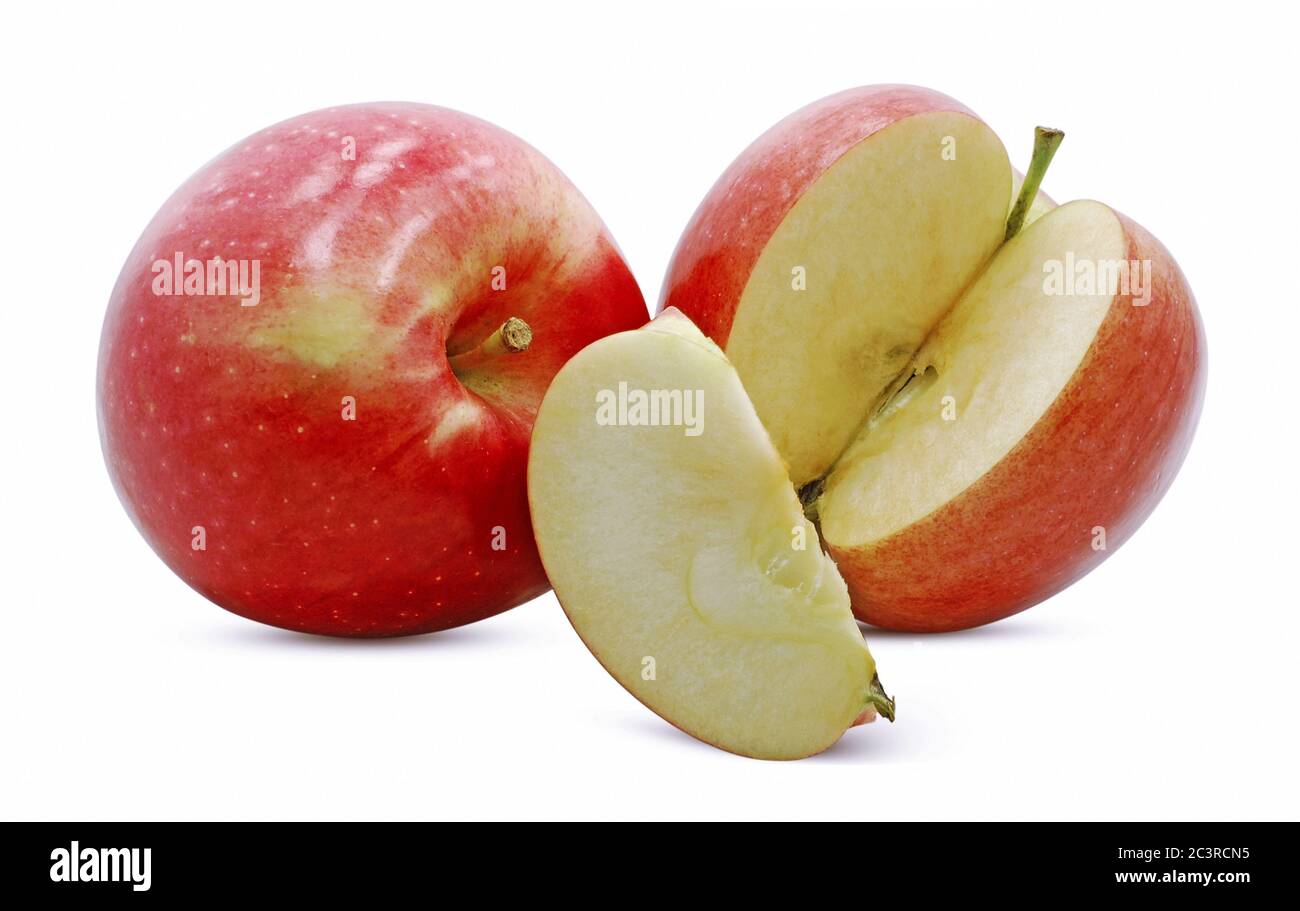 Frische Apfel Obst auf weißem Hintergrund Stockfoto