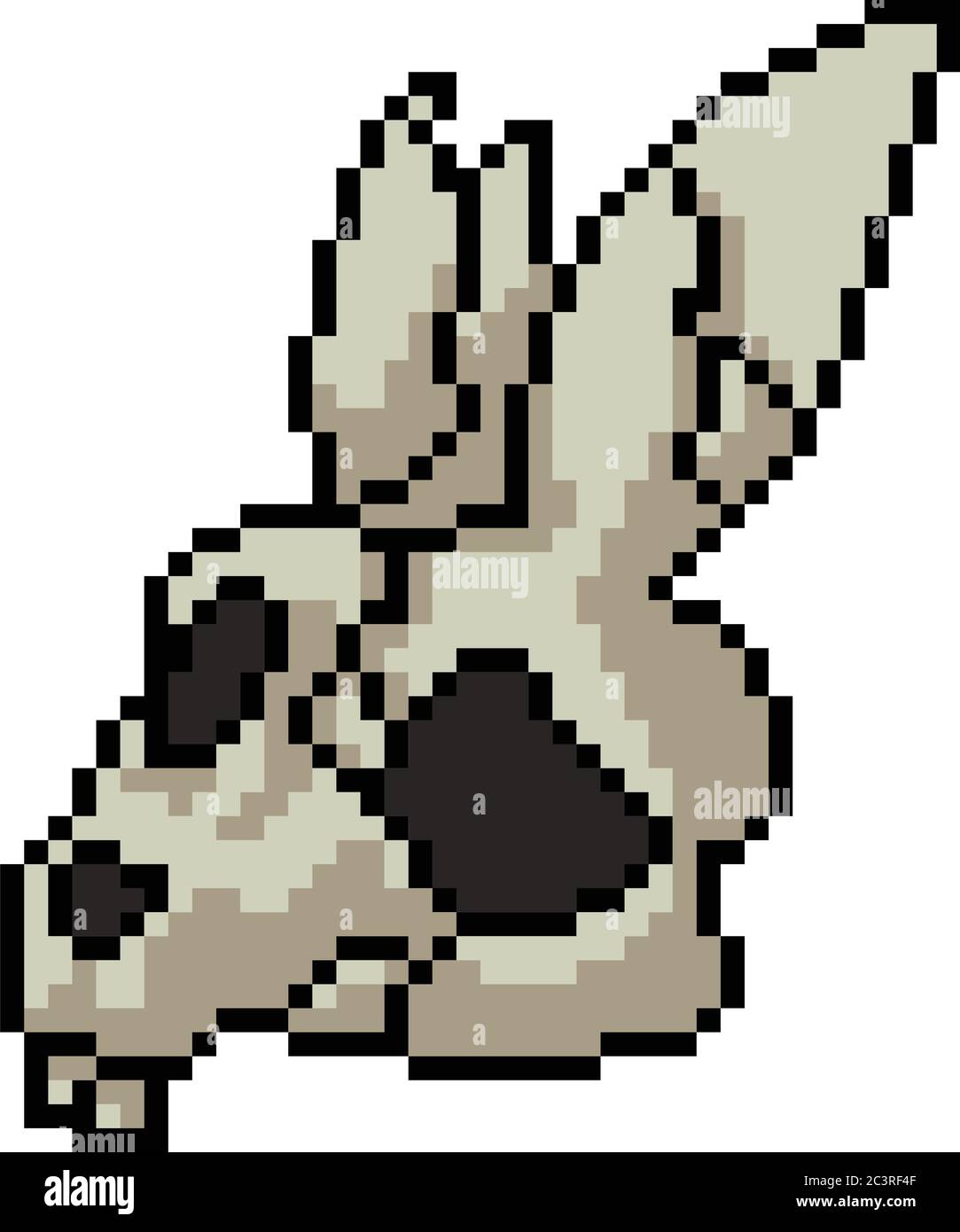 vektor Pixel Kunst Kaninchen Schädel isoliert Cartoon Stock Vektor