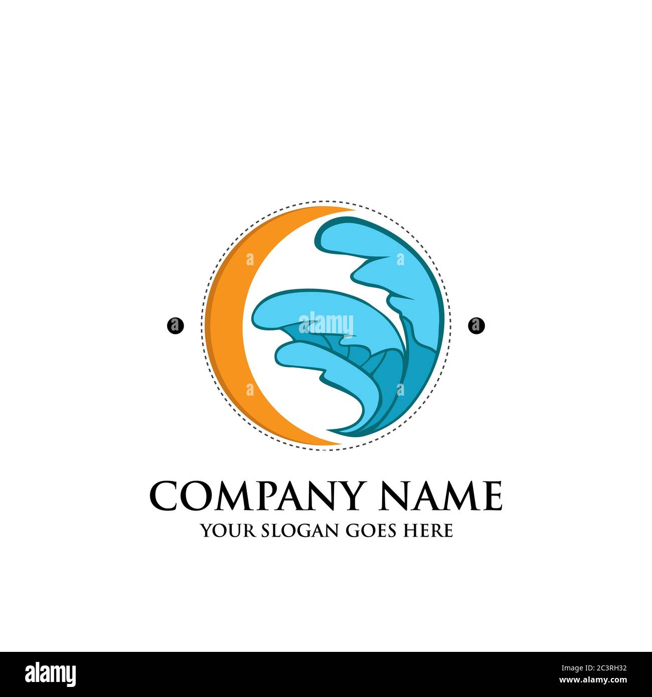 moon Beach Logo Design, kreative Reise Logo Inspiration Stock Vektor