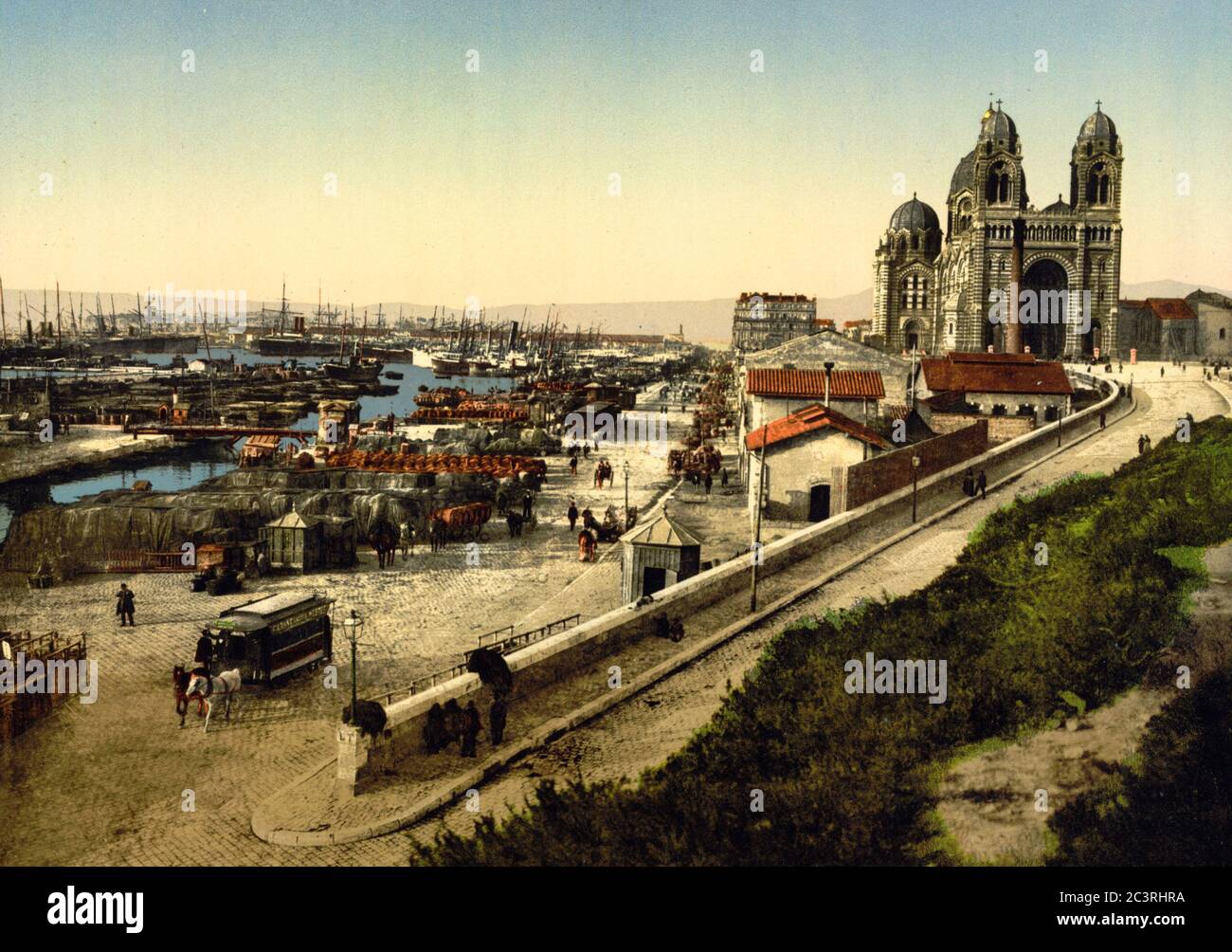 Kathedrale und Quay de la Joliette, Marseille, Frankreich, um 1900 Stockfoto