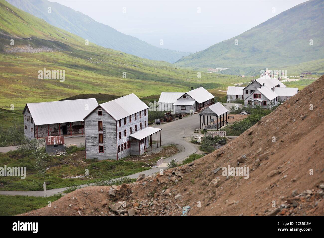 Hatcher Pass in Alaska, Independence Mine, in Ruine als öffentlicher Teil und Ziel für den Tourismus Stockfoto