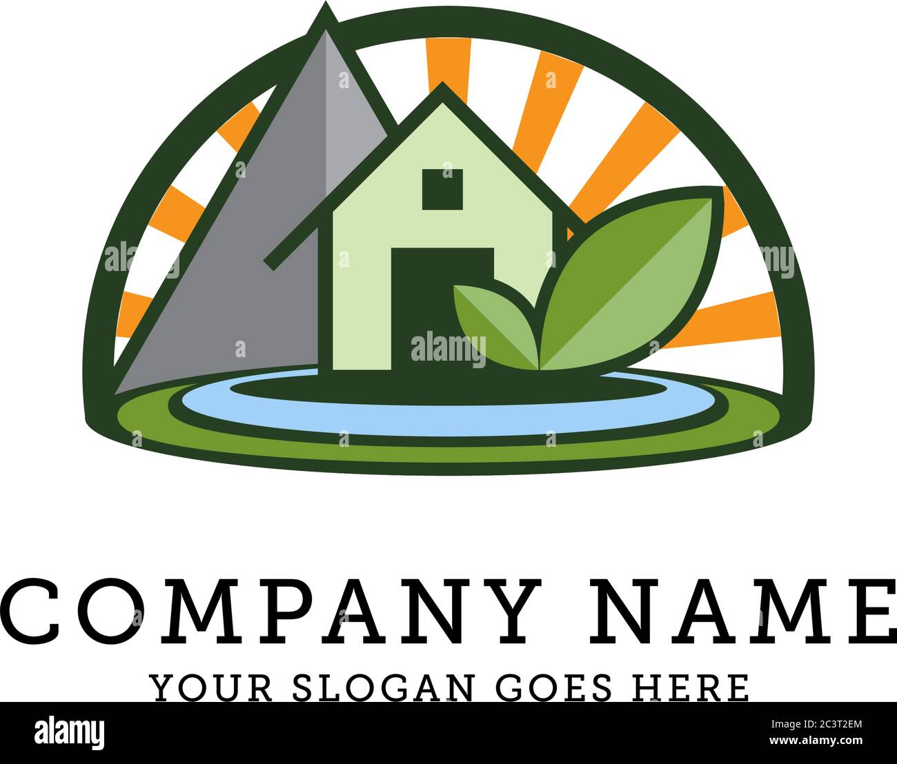 Natur Landschaft und Umwelt Logo, Eco Green freundlich leben kreative Idee Konzept. Vektorgrafik. Stock Vektor