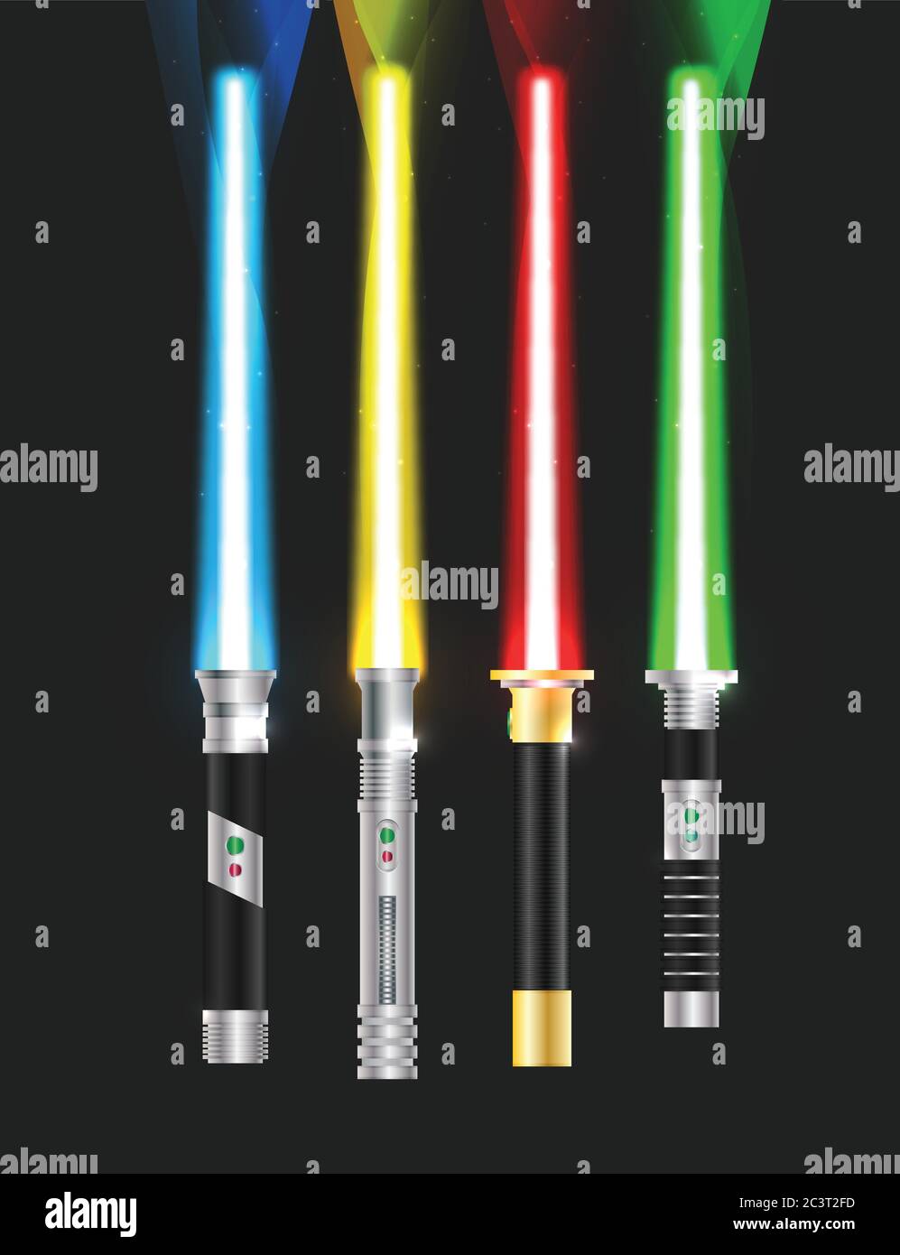 Bunte Illustration mit Lichtschwert Stock Vektor