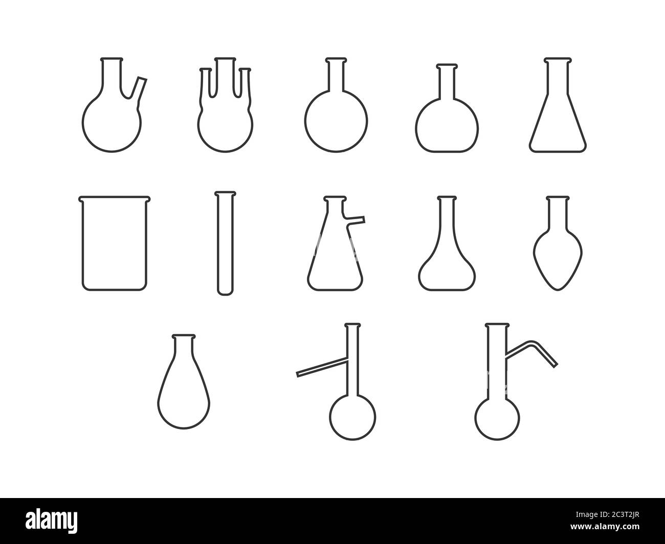 Kolben, Laborsymbol. Vektorgrafik, flache Ausführung. Stock Vektor