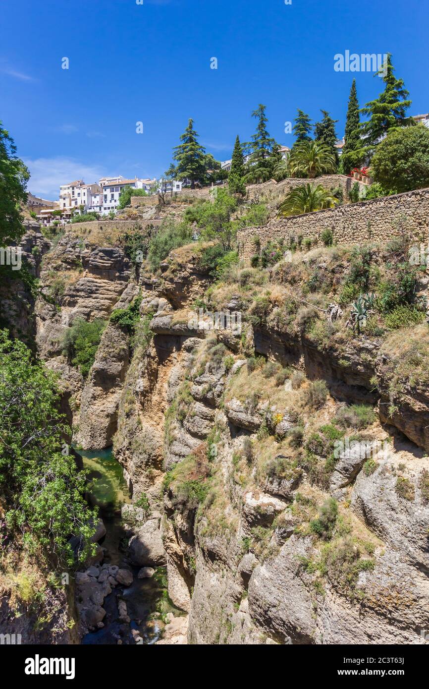 Mauern der Cuenca Gärten in Ronda, Spanien Stockfoto