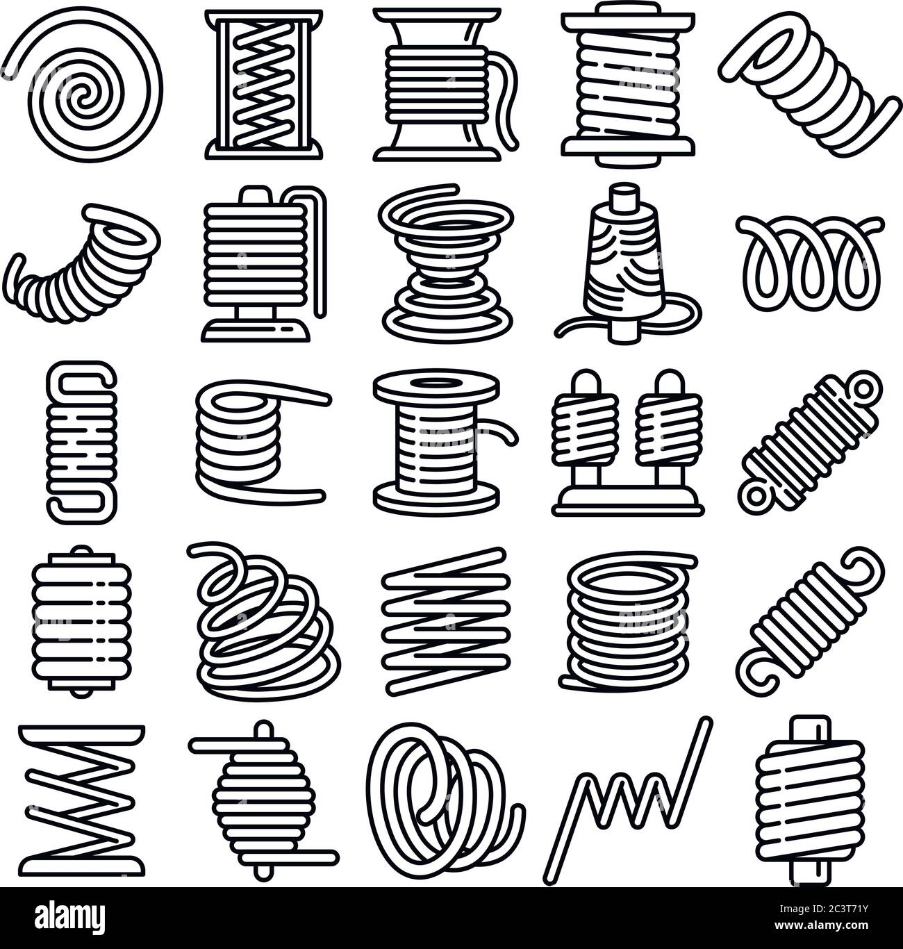 Spule Symbole gesetzt. Umrisse der Spule Vector Icons für Web Design auf weißem Hintergrund Stock Vektor