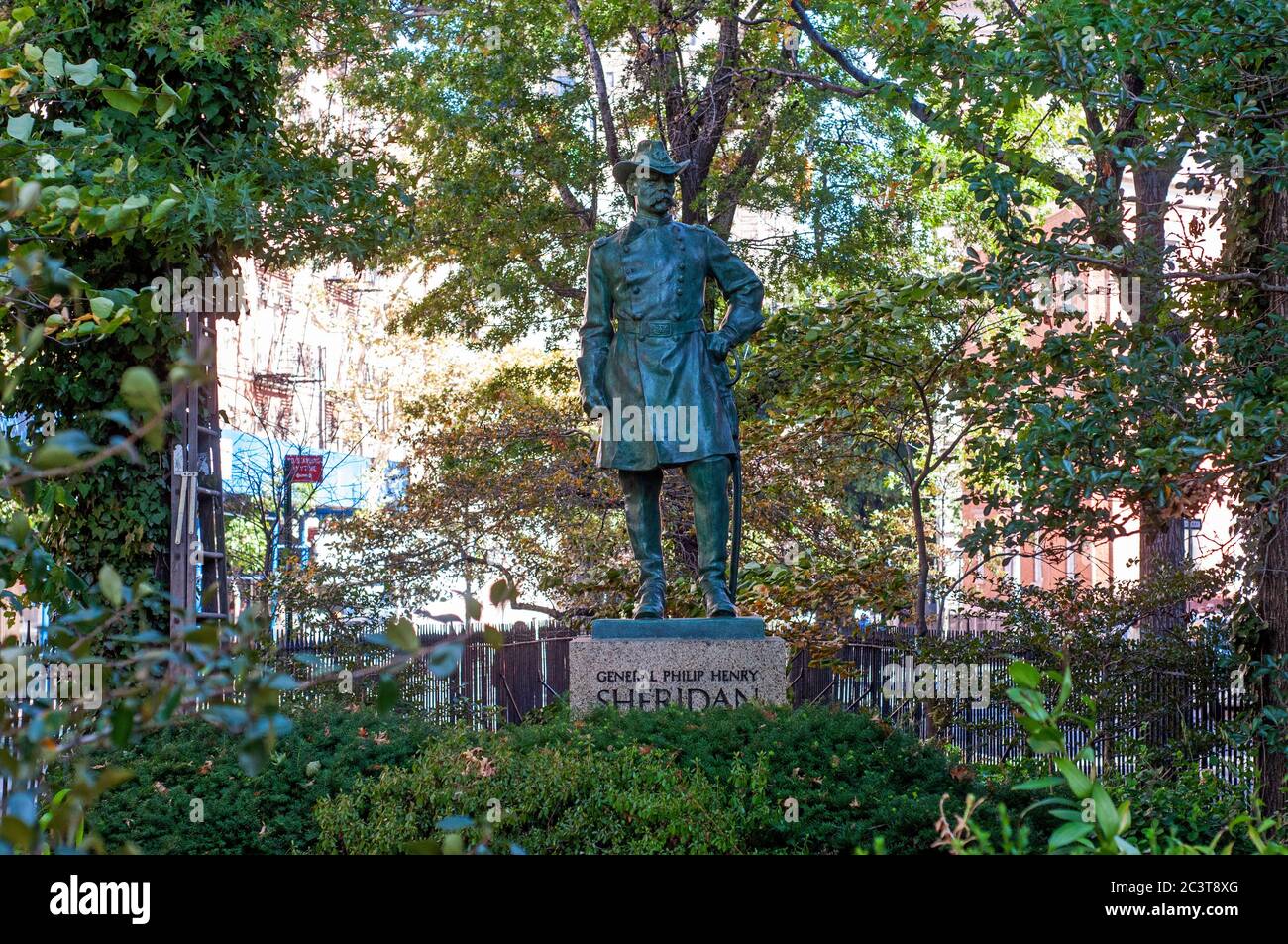 Statue des Generals Philip Henry Sheridan. USA, New York, New York City, Christopher Park, Sheridan Statue. Sheridan Square, West Greenwich Village, NYC Stockfoto