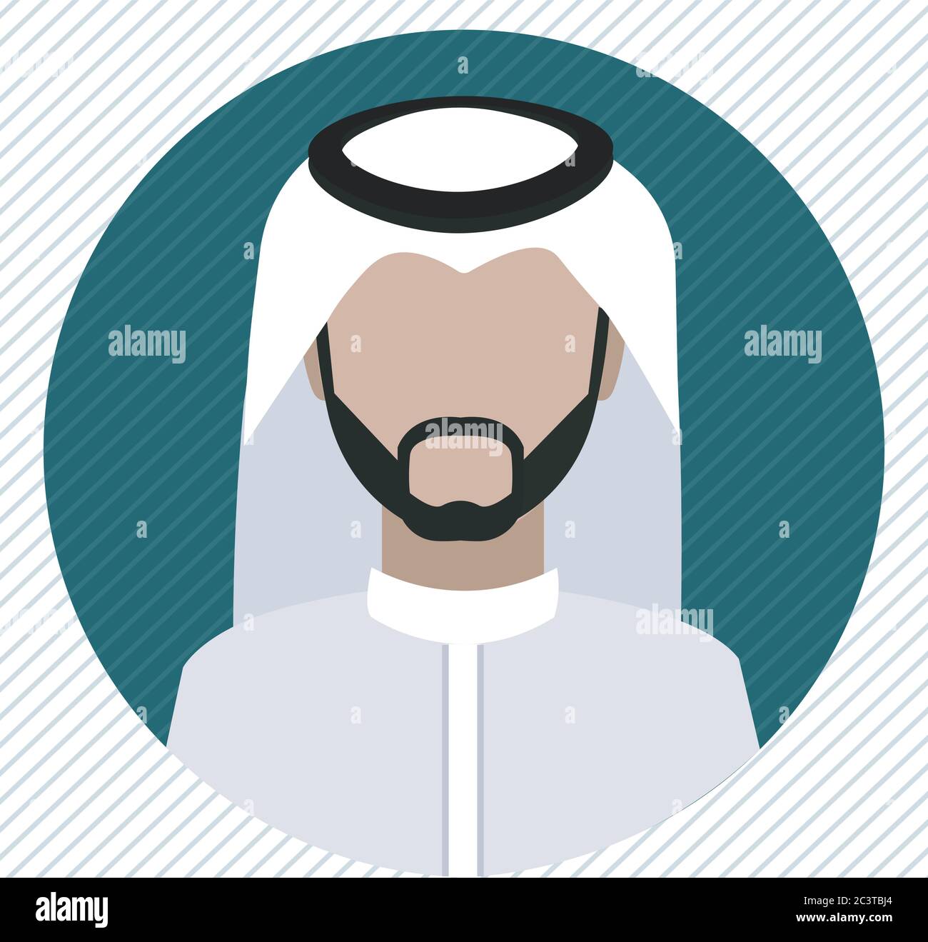 Eine Ikone des saudischen Mannes, die shemagh und einen Thobe trägt Stock Vektor
