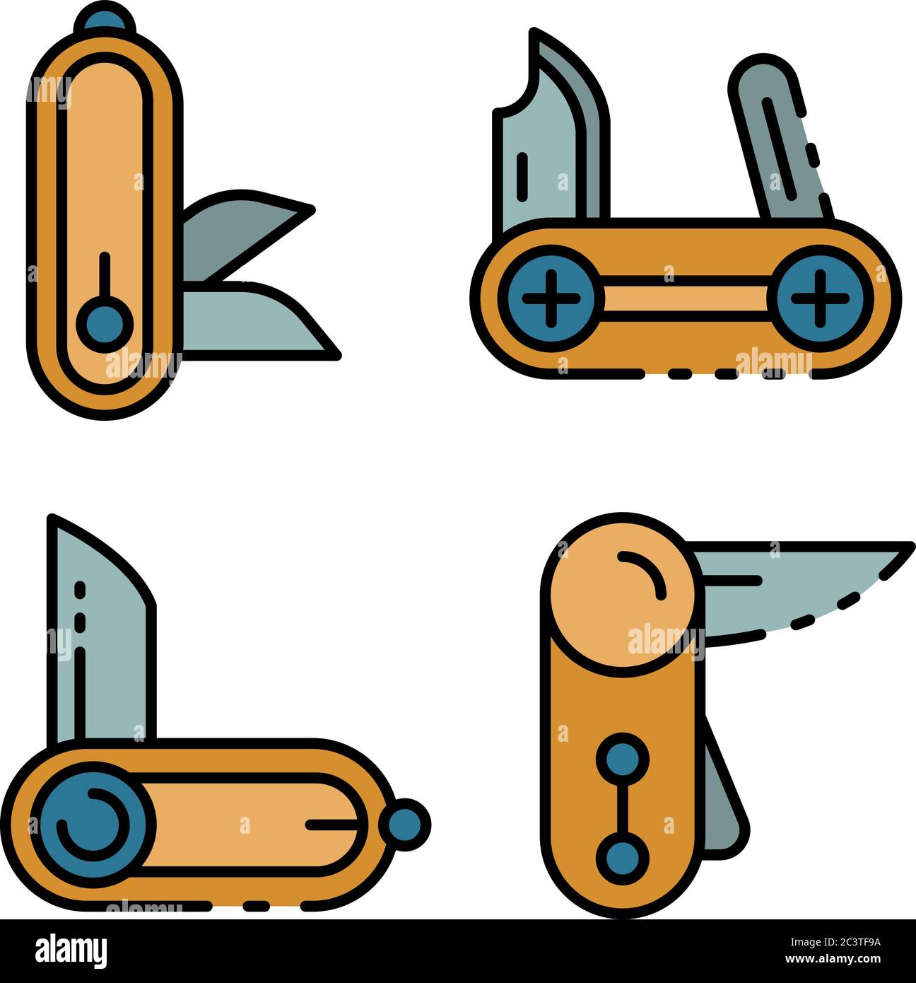 Stiftmesser Symbole setzen Vektor flach Stock Vektor