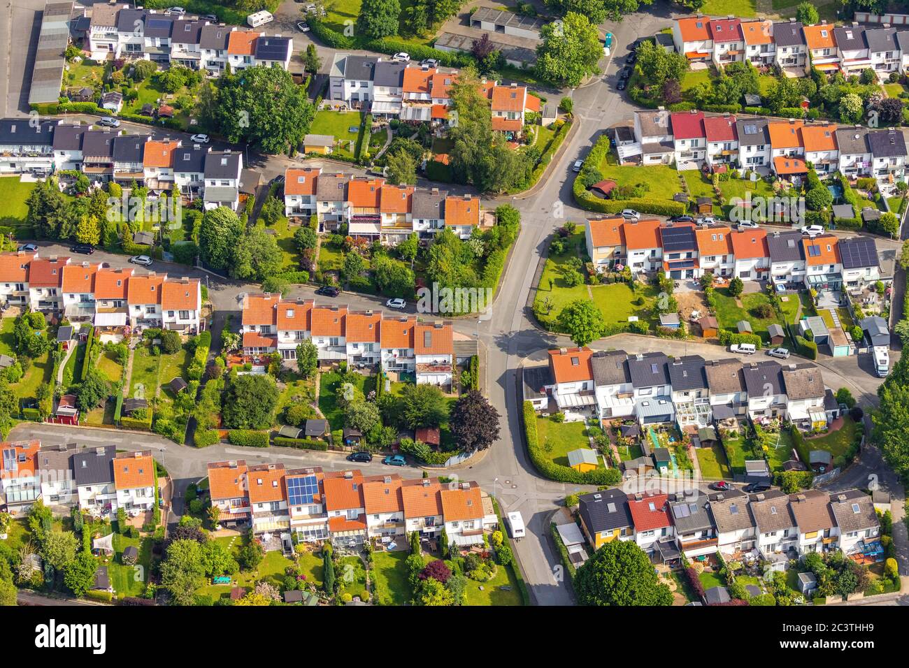 Wohngebiet am Deventerweg und Goldschmiedeweg in Soest, 07.06.2019, Luftbild, Deutschland, Nordrhein-Westfalen, Soest, Soest Stockfoto