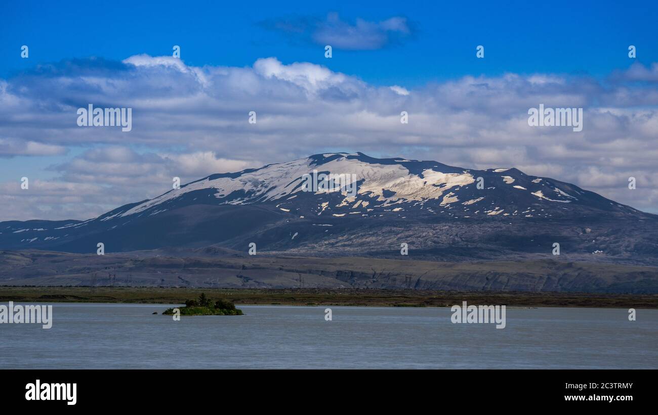 Der berüchtigte Vulkan Mt Hekla, Südisland Stockfoto