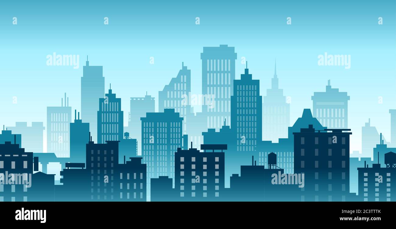 Vektor eines Stadtbildes Hintergrund in der Innenstadt mit blauem Himmel Stock Vektor