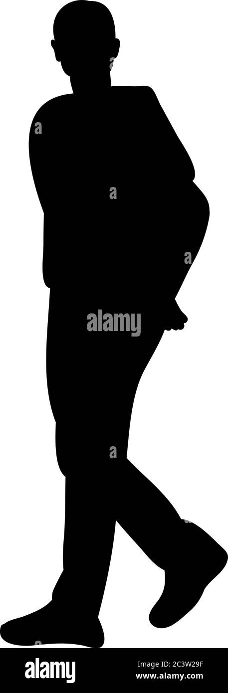 Silhouette eines Mannes geht auf einem weißen Hintergrund, isoliert, Vektor Stock Vektor