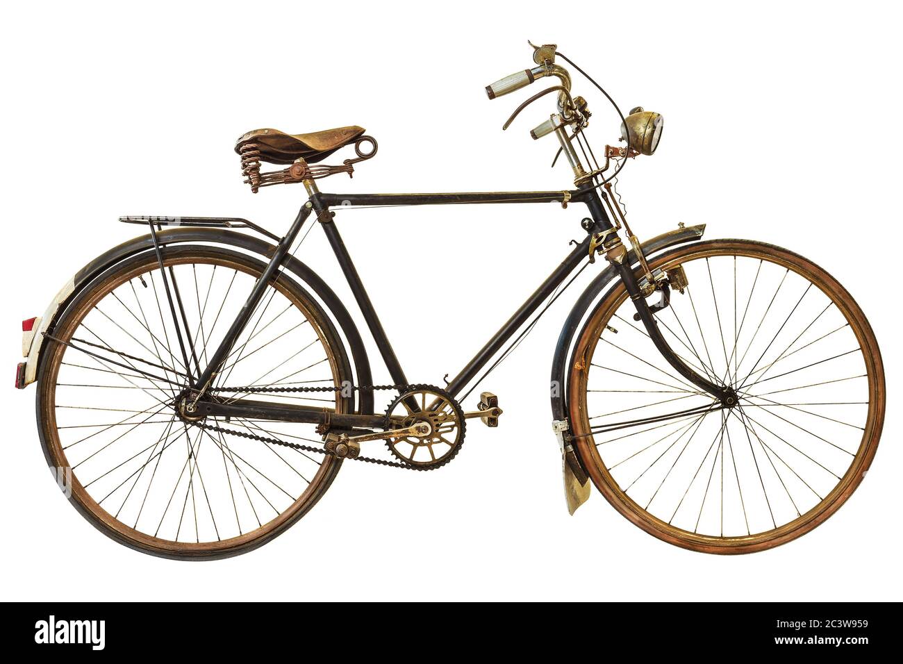 Vintage verrostet Fahrrad isoliert auf einem weißen Hintergrund Stockfoto