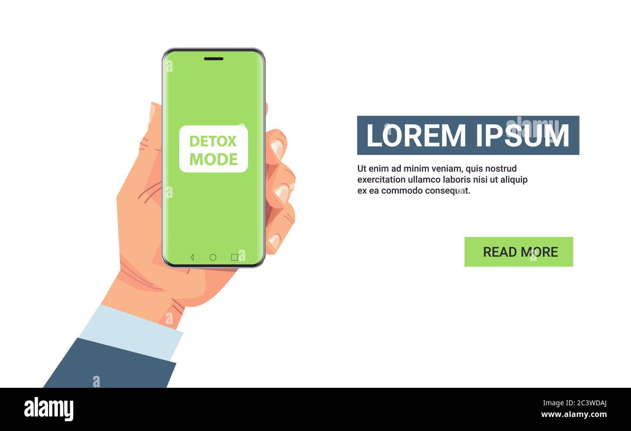 Menschliche Hand hält Smartphone digitalen Detox-Modus Konzept Verzicht auf Internet und soziale Netzwerke horizontale Kopie Raum Vektor Illustration Stock Vektor