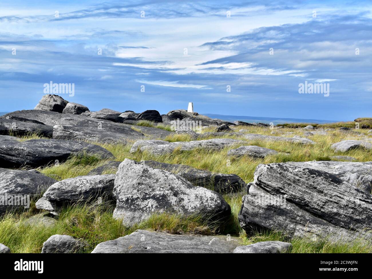 Blackstone Edge Moor Trig Point Stockfoto
