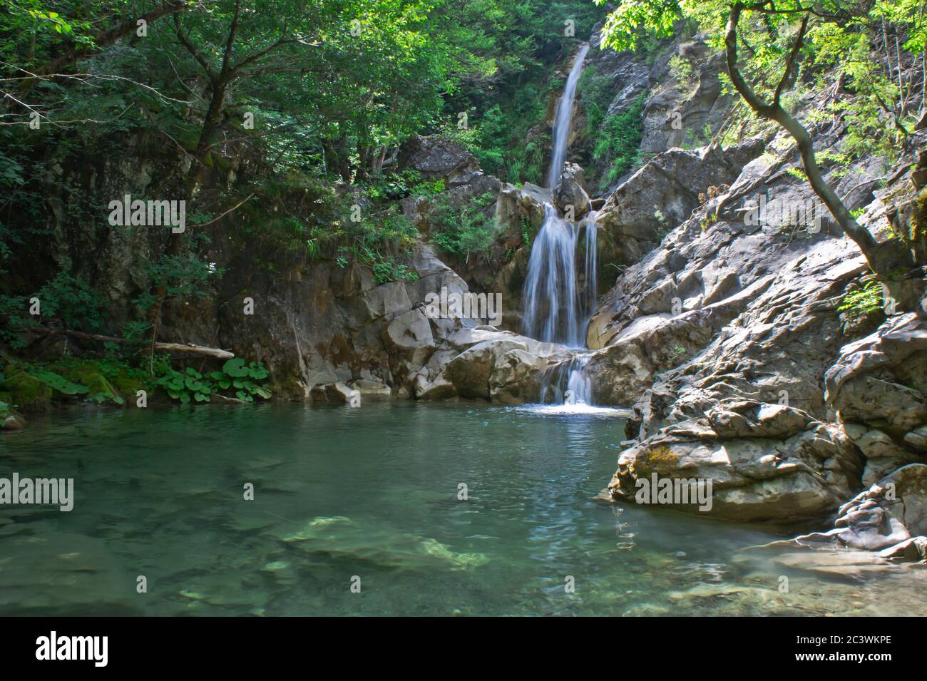 Iliochori Wasserfall, Naturlandschaft in Epirus, Griechenland, Zagorochoria, Vikos Schlucht Stockfoto