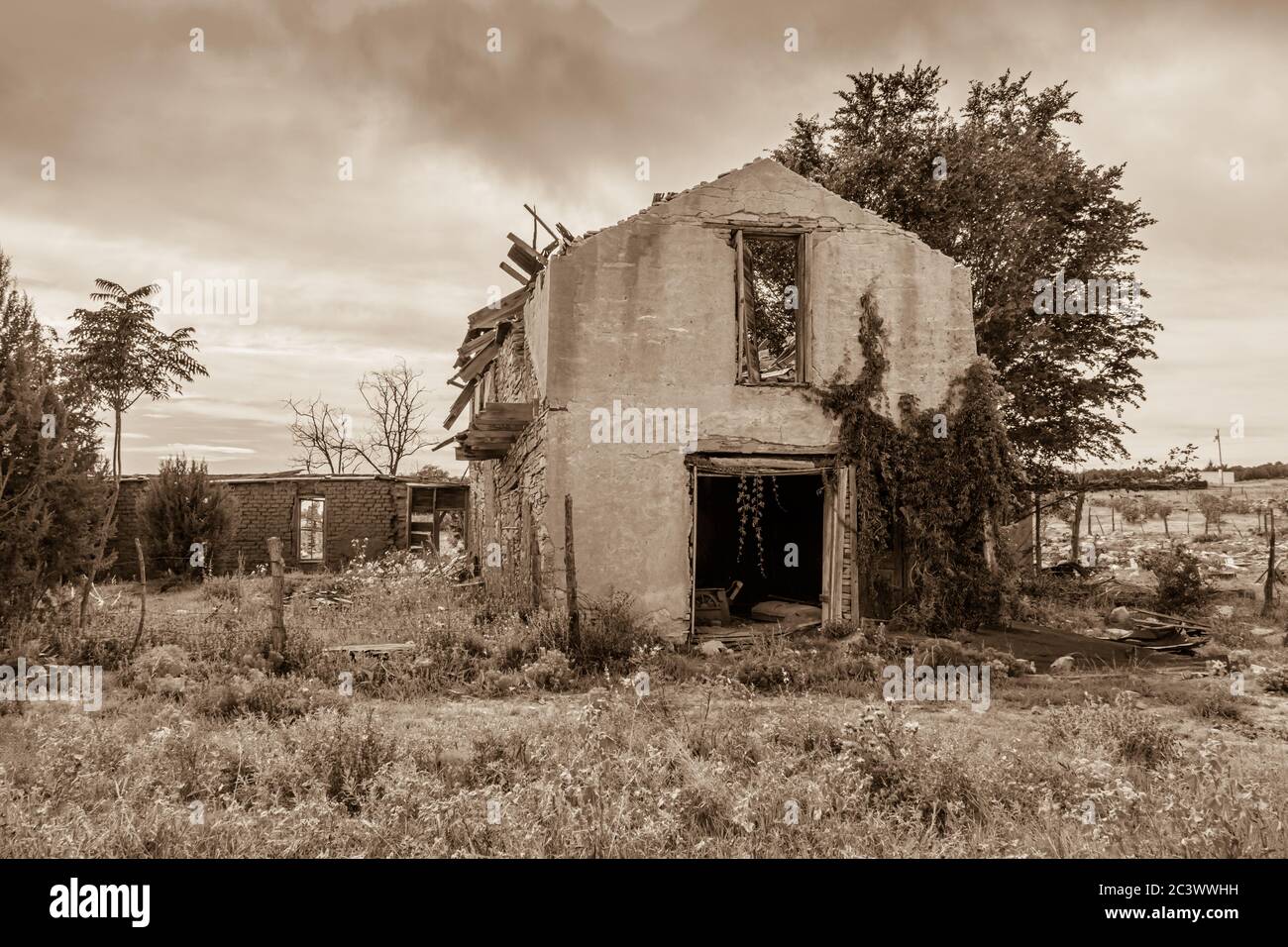 Sepia getönte Foto von einem alten adobe-Haus in New Mexico Stockfoto