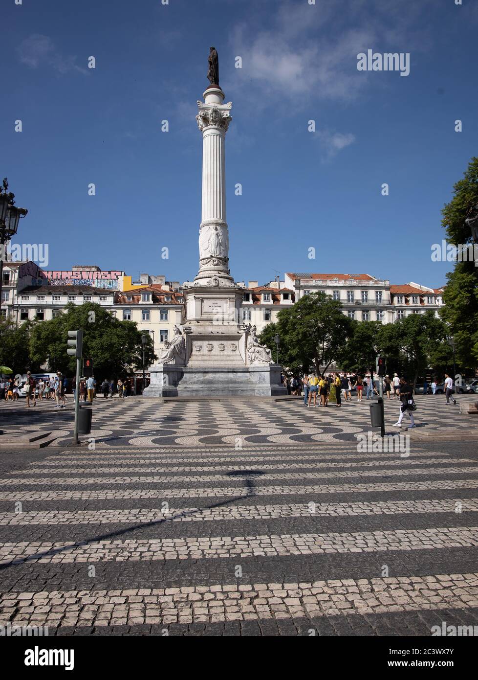 König Pedro IV Platz mit der Säule von Pedro IV Denkmal für König Peter IV von Portugal Lissabon Stockfoto