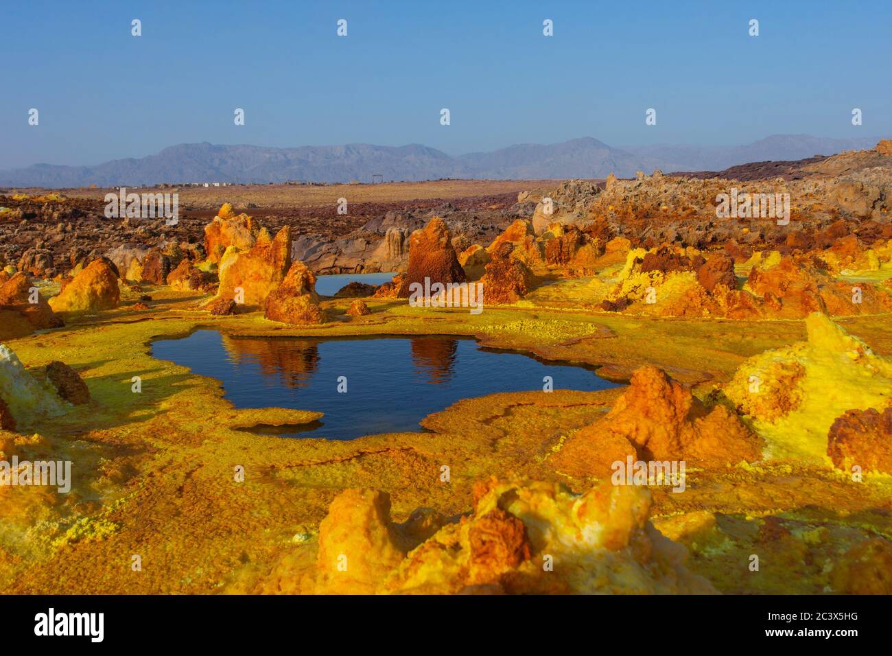 Farbteiche der surrealen Dallol Wüstenlandschaft, Danakil, Äthiopien Stockfoto Farbteiche der surrealen Dallol Wüstenlandschaft, Danakil, Äthiopien Stockfoto