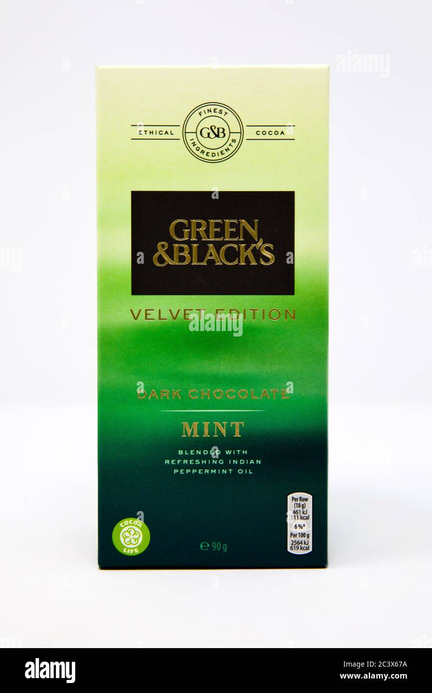 Green & Black’s Velvet Mint Dark Chocolate Bar Stockfoto