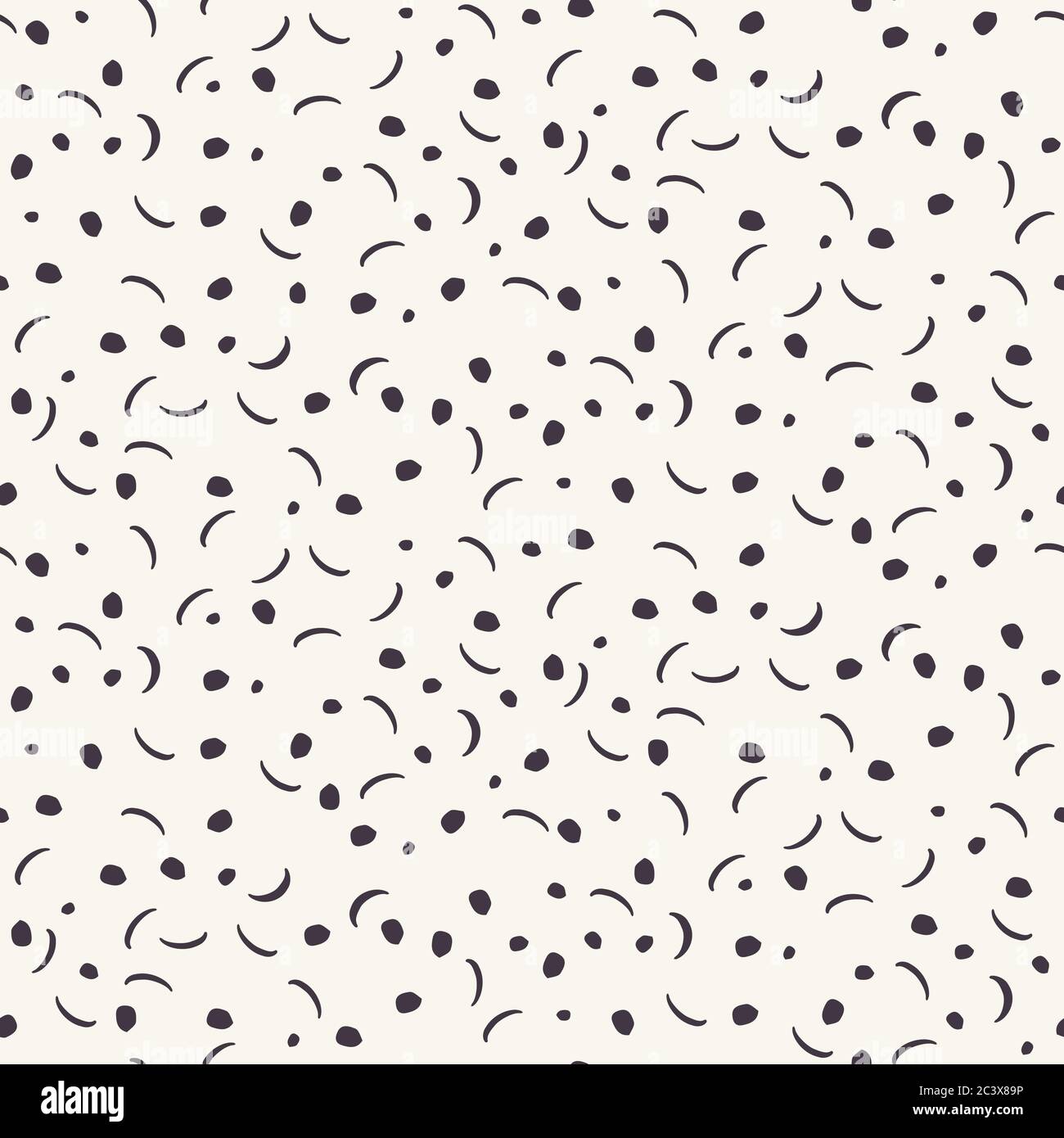 Nahtloses Vektormuster. Winzige handgezeichnete Streusel Konfetti Formen. Wiederholter Geo-Hintergrund. Monochrome Oberflächengestaltung Textilmuster, modernes Schwarz Stock Vektor