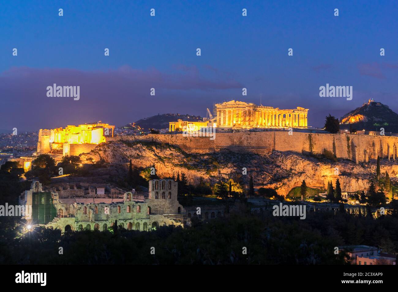 Berühmte Skyline von Athen, Griechenland Stockfoto