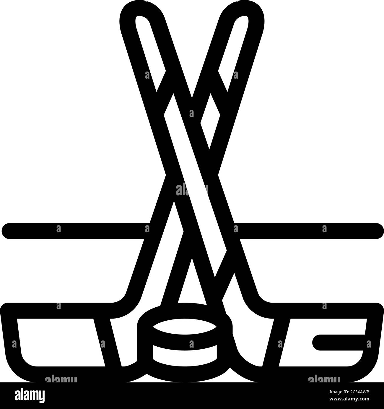 Hockey-Sticks und Shim Symbol Vektor Umriss Illustration Stock Vektor