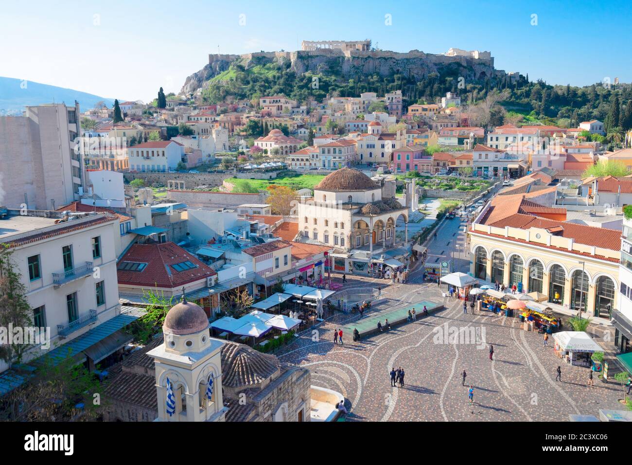 Skyline von Athenth mit Akropolis Stockfoto