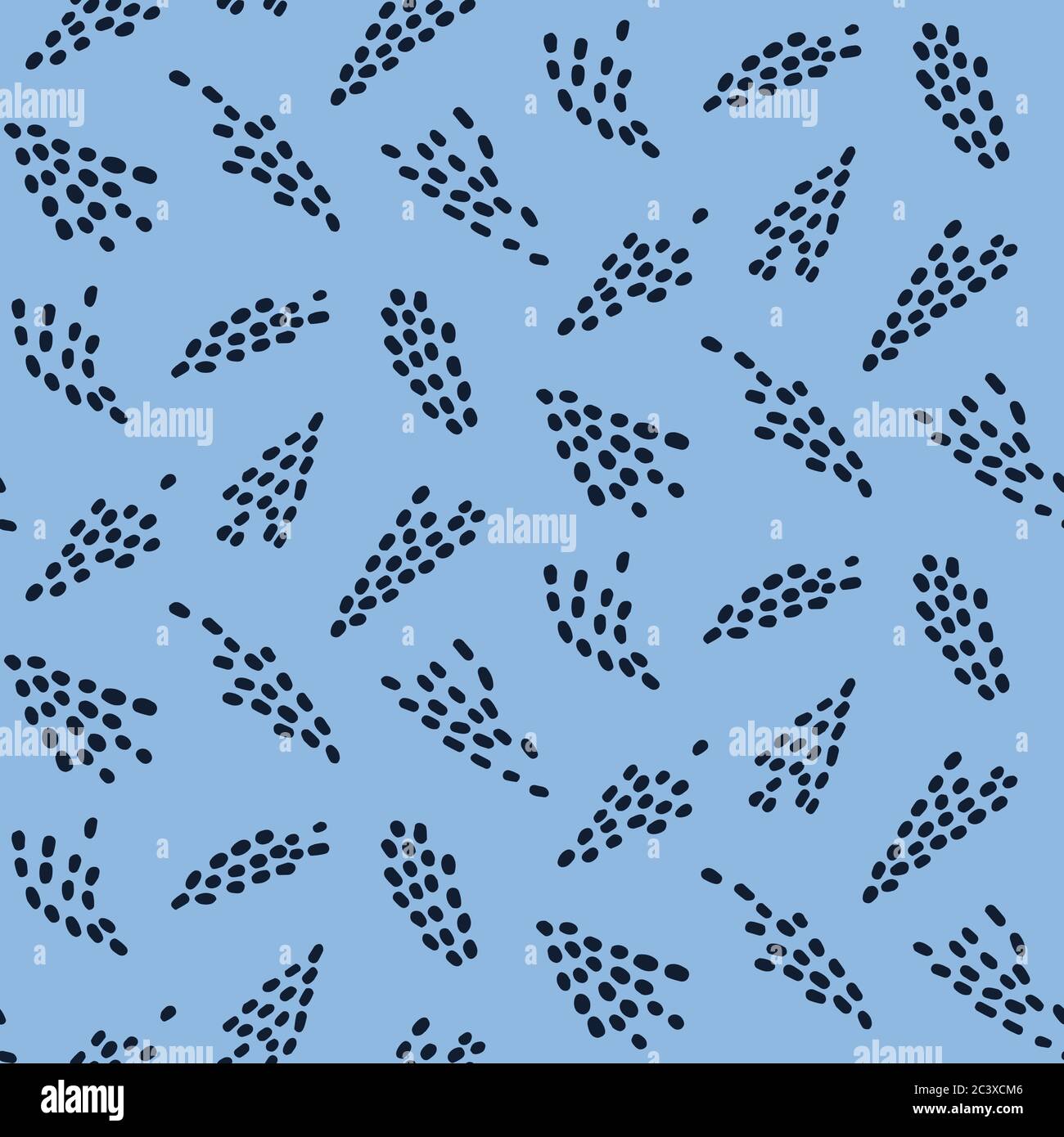 Nahtloses Muster Indigoblau. Handgezeichnete abstrakte organische Samen pod Form Hintergrund. Monochromer strukturierter Blumenkopf auf dem gesamten Mustermuster Stock Vektor