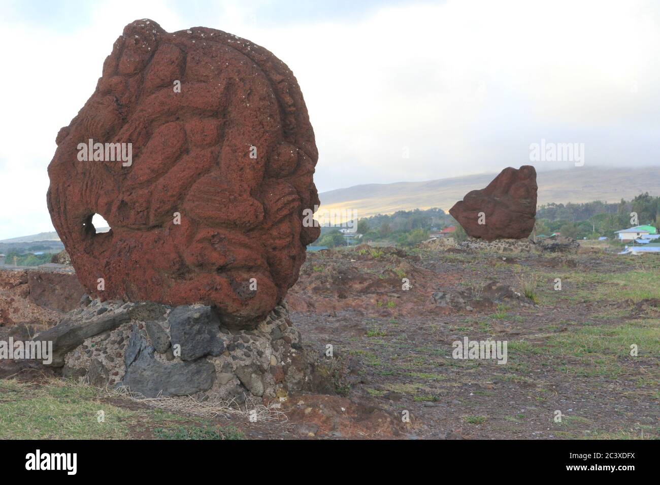 Osterinsel ungewöhnliche geschnitzte Statue Stockfoto