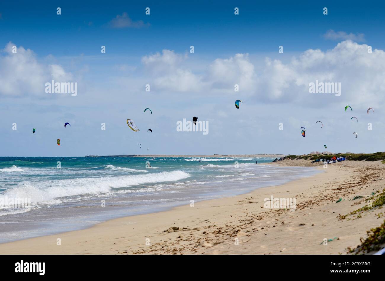 Kitesurfen in Kap verde Stockfoto