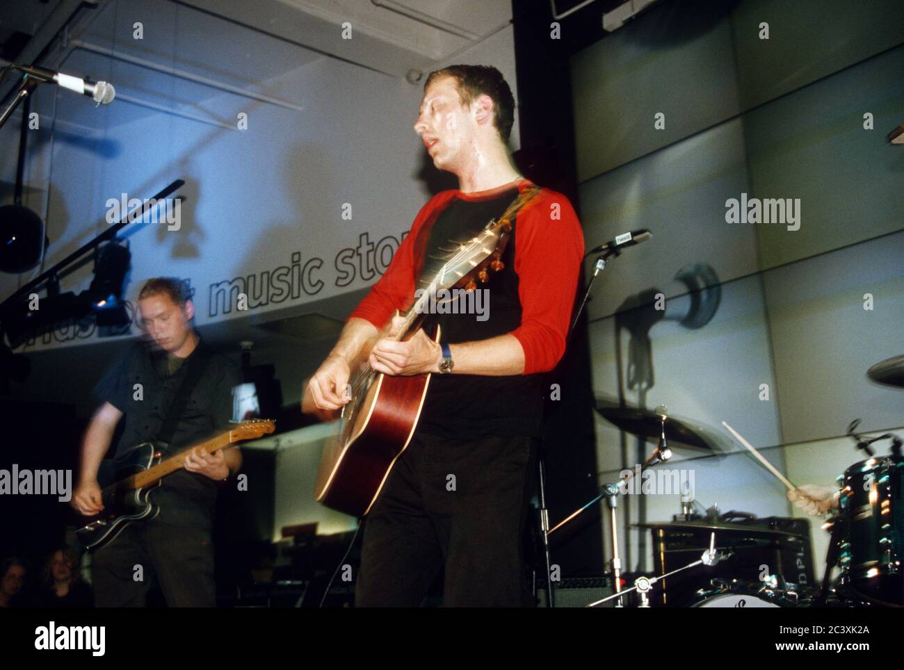 Coldplay spielt HMV-Plattenladen 10. Juli 2000, Oxford Street, London, England, Vereinigtes Königreich. Stockfoto