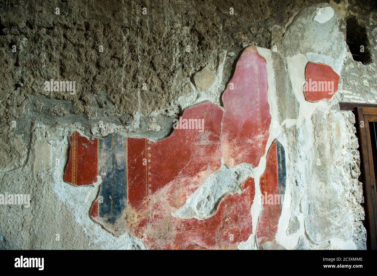 Fresko-Gemälde auf antiken römischen Mauern von Pompeji, Italien Stockfoto