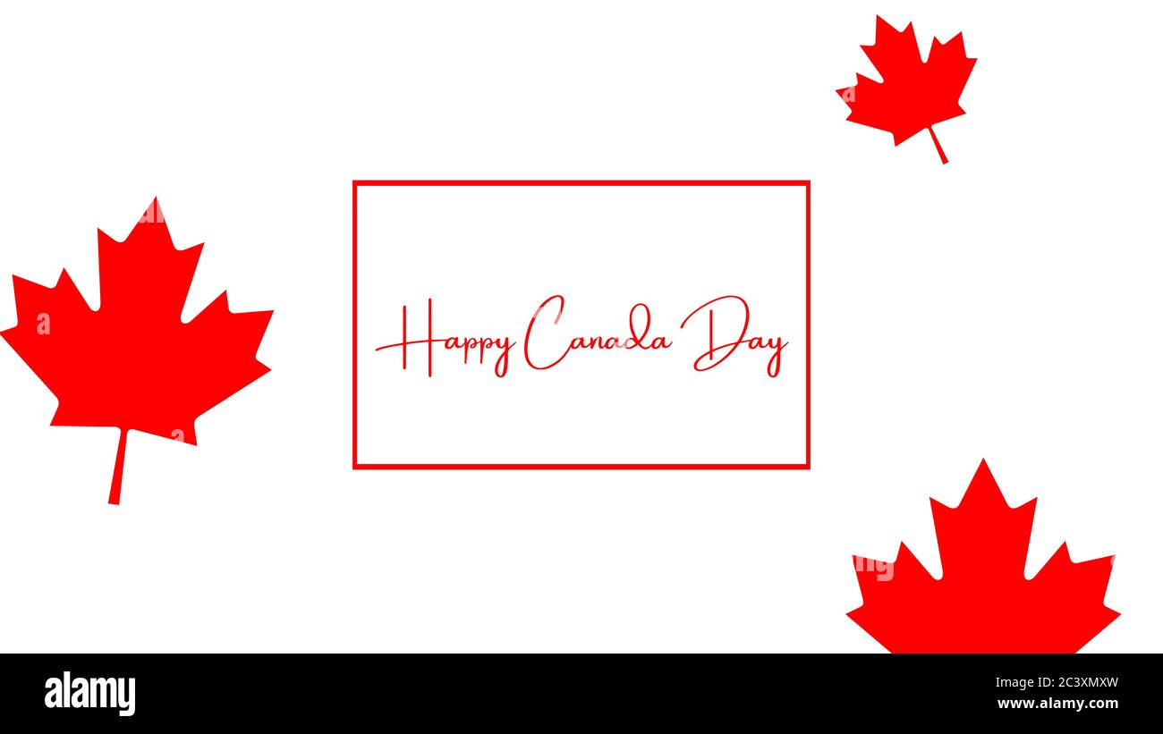 Banner, Karte, Design oder Poster mit dem Text Happy Canada Day. Verwandt mit dem Nationalfeiertag Kanada, Unabhängigkeit. Juli. Stockfoto
