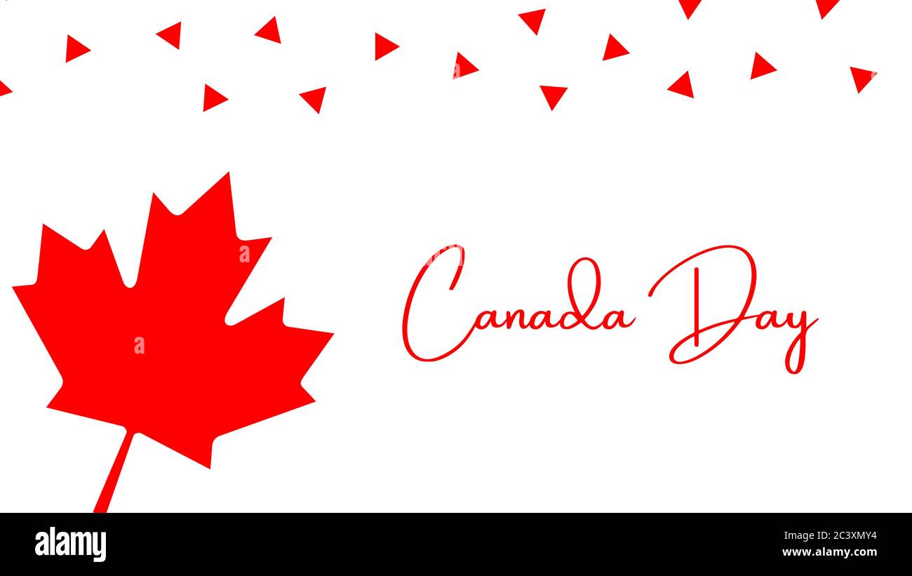 Banner, Karte, Design oder Poster mit dem Text Canada Day. Verwandt mit dem Nationalfeiertag Kanada, Unabhängigkeit. Juli. Stockfoto