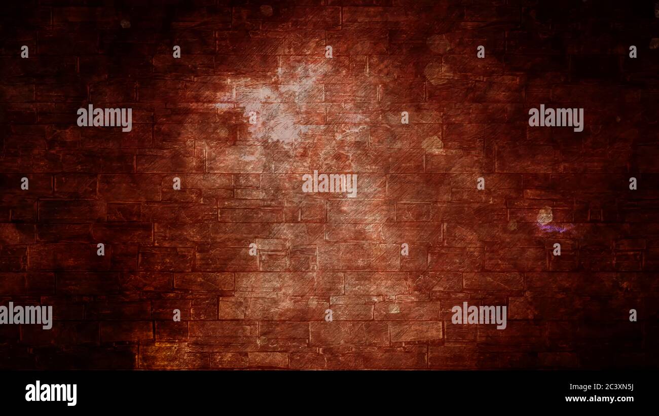 Falling Rocks and Scrolling Red Bricks - Abstrakte Hintergrundtextur Stockfoto